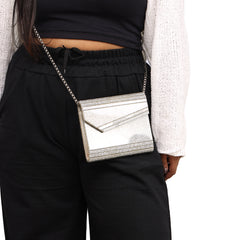 JIMMY CHOO SILVER GLITTER CANDY CLUTCH