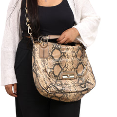 COACH KRITIN PYTHON EMBOSSED LEATHER HOBO BAG