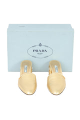 Prada Size EU 37 Gold Saffaino Leather Mule Sandals