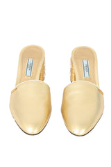 Prada Size EU 37 Gold Saffaino Leather Mule Sandals