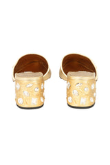 Prada Size EU 37 Gold Saffaino Leather Mule Sandals