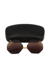 Alexander Mc Queen Golden Jeweled Bettle Sunglasses