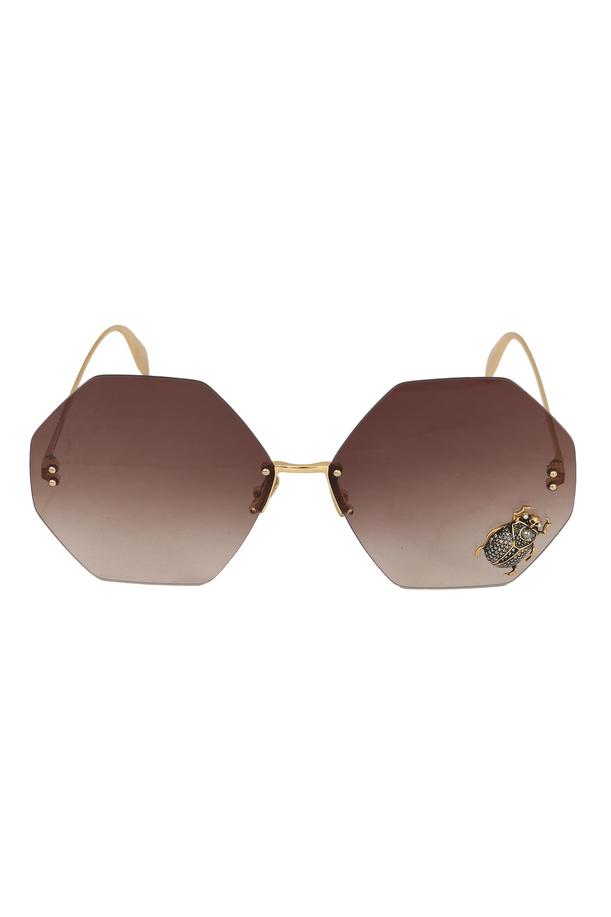 Alexander Mc Queen Golden Jeweled Bettle Sunglasses