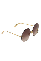 Alexander Mc Queen Golden Jeweled Bettle Sunglasses
