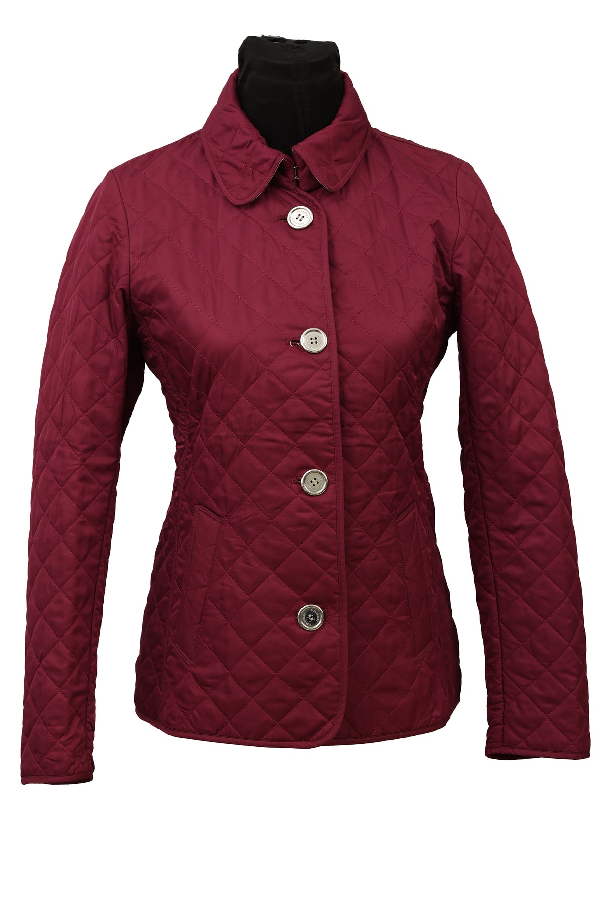 Burberry Size: Xs Brit Burgundy Gabardine Quilted Jacket