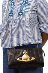 Vivienne Westwood Black Orb Plaque Clutch Bag