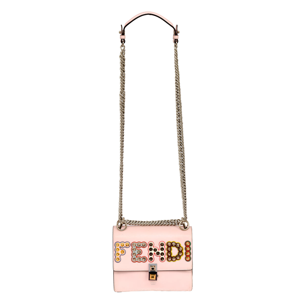 FENDI KAN STUDDED LOGO SHOULDER BAG