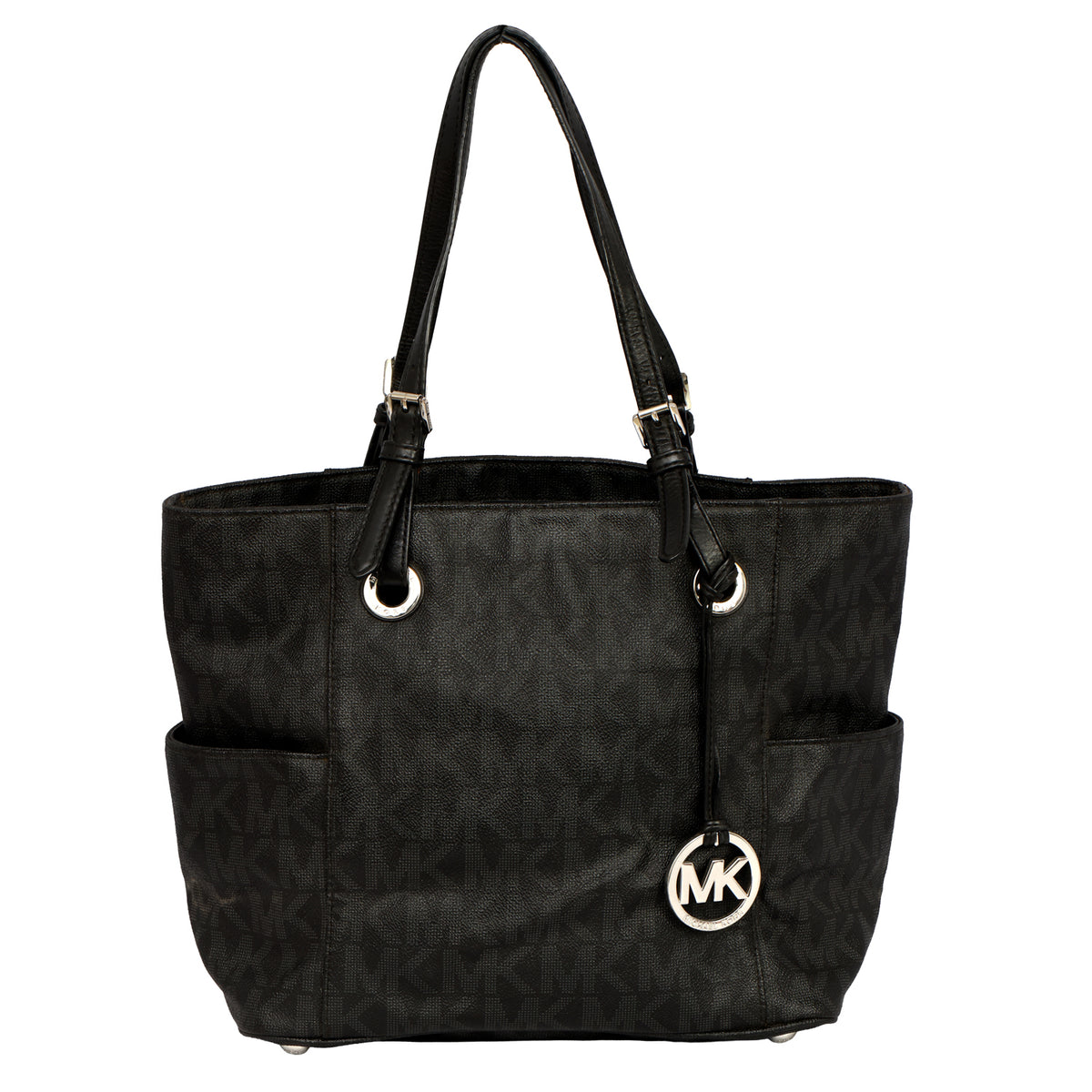 MICHAEL KORS JET SET CIRCULAR LOGO CHARM TOTE BAG