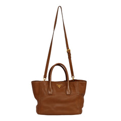 PRADA BRUCIATO VITELLO DAINO LEATHER TOTE BAG
