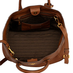 PRADA BRUCIATO VITELLO DAINO LEATHER TOTE BAG