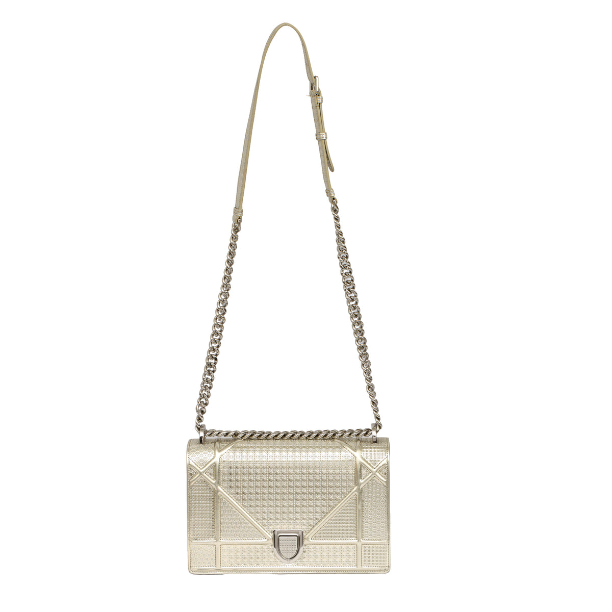 CHRISTIAN DIOR DIORAMA CANNAGE SILVER SHOULDER BAG