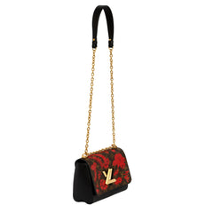 LOUIS VUITTON RED FLORAL BOTANICAL PRINT TWIST MM HANDBAG