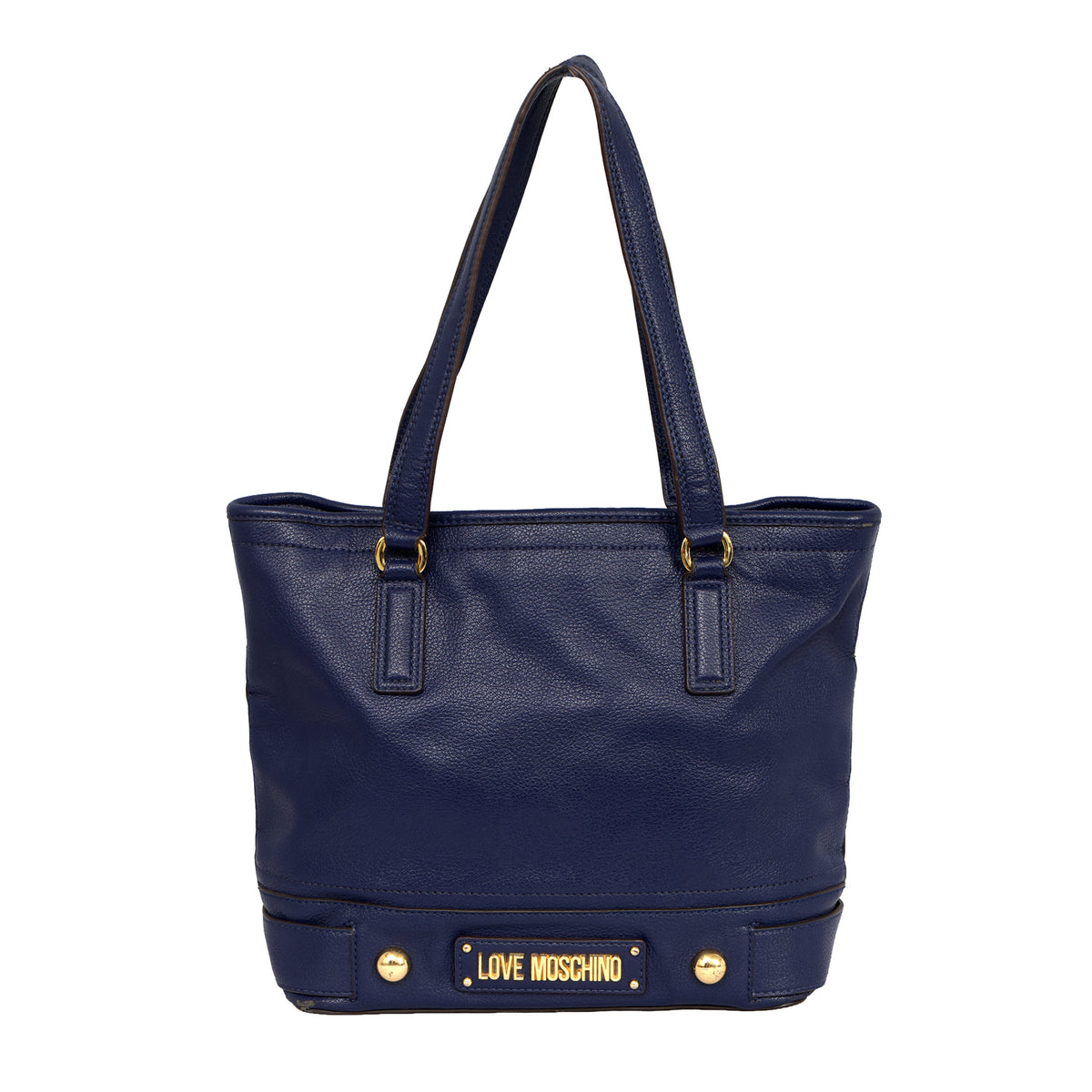 LOVE MOSCHINO BLUE LEATHER TOTE BAG