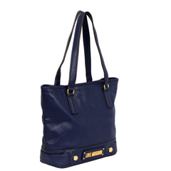 LOVE MOSCHINO BLUE LEATHER TOTE BAG