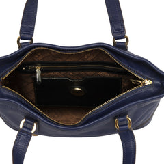 LOVE MOSCHINO BLUE LEATHER TOTE BAG