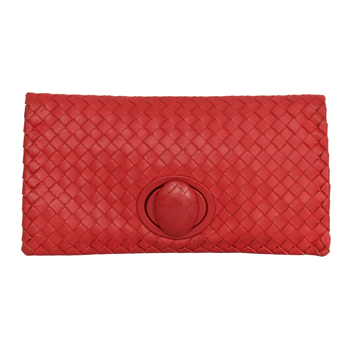 BOTTEGA VENETA INTRECCIATO WOVEN LEATHER TWIST LOCK CLUTCH