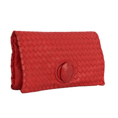 BOTTEGA VENETA INTRECCIATO WOVEN LEATHER TWIST LOCK CLUTCH