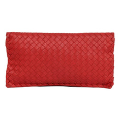 BOTTEGA VENETA INTRECCIATO WOVEN LEATHER TWIST LOCK CLUTCH
