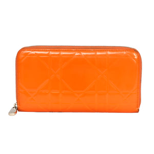 CHRISTIAN DIOR CANNAGE ORANGE PATENT LEATHER WALLET