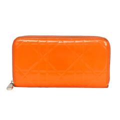 CHRISTIAN DIOR CANNAGE ORANGE PATENT LEATHER WALLET