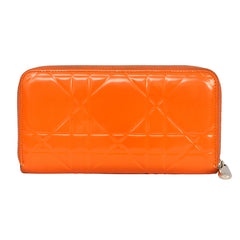 CHRISTIAN DIOR CANNAGE ORANGE PATENT LEATHER WALLET