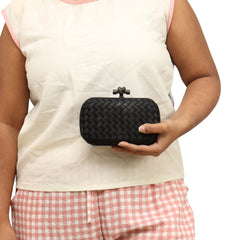 BOTTEGA VENETA INTRECCIATO WOVEN KNOT CLUTCH