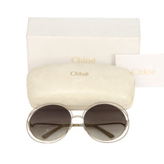 CHLOE CARLINA OVERSIZED ROUND METALLIC FRAM SUNGLASSES