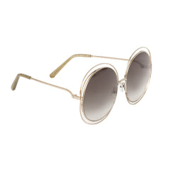CHLOE CARLINA OVERSIZED ROUND METALLIC FRAM SUNGLASSES