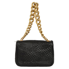VERSACE MEDUSA EMBLEM CLASP QUILTED LEATHER SHOULDER BAG