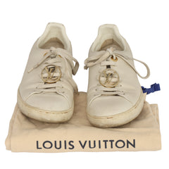LOUIS VUITTON EU 36.5 FRONTROW GOLD-TONE LV CIRCLE SNAEKERS