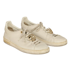 LOUIS VUITTON EU 36.5 FRONTROW GOLD-TONE LV CIRCLE SNAEKERS
