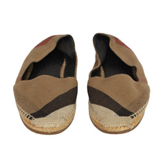 BURBERRY EU 37.5 ICONIC HOUSE CHECK PATTERN CANVAS ESPADRILLES