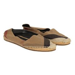 BURBERRY EU 37.5 ICONIC HOUSE CHECK PATTERN CANVAS ESPADRILLES