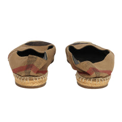 BURBERRY EU 37.5 ICONIC HOUSE CHECK PATTERN CANVAS ESPADRILLES