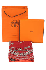 Hermes All Aboard Red Bandana Silk Scarf