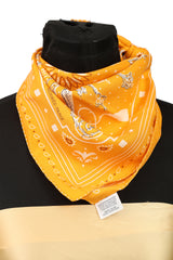 Hermes Les Cles Yellow Bandana Silk Scarf