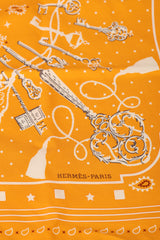Hermes Les Cles Yellow Bandana Silk Scarf