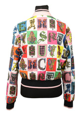 Versace Size Medium Alphabet Print Bomber Jacket