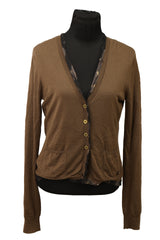 Burberry Size Small Brown V-Neck Cardigan