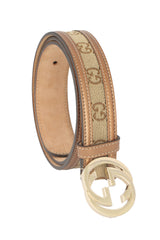 Gucci size 85 cm/ 34 inches GG Interlocking Golden Buckle Belt