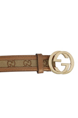 Gucci size 85 cm/ 34 inches GG Interlocking Golden Buckle Belt