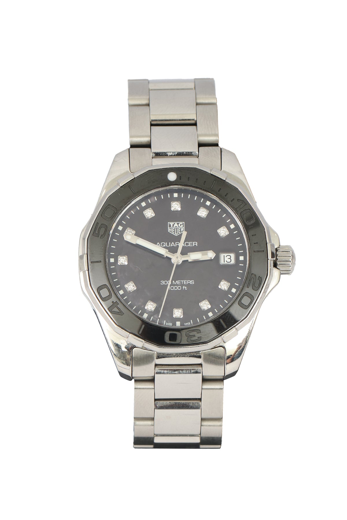 35 MM AQUARACERBLACK MOP DIAMOND WATCH