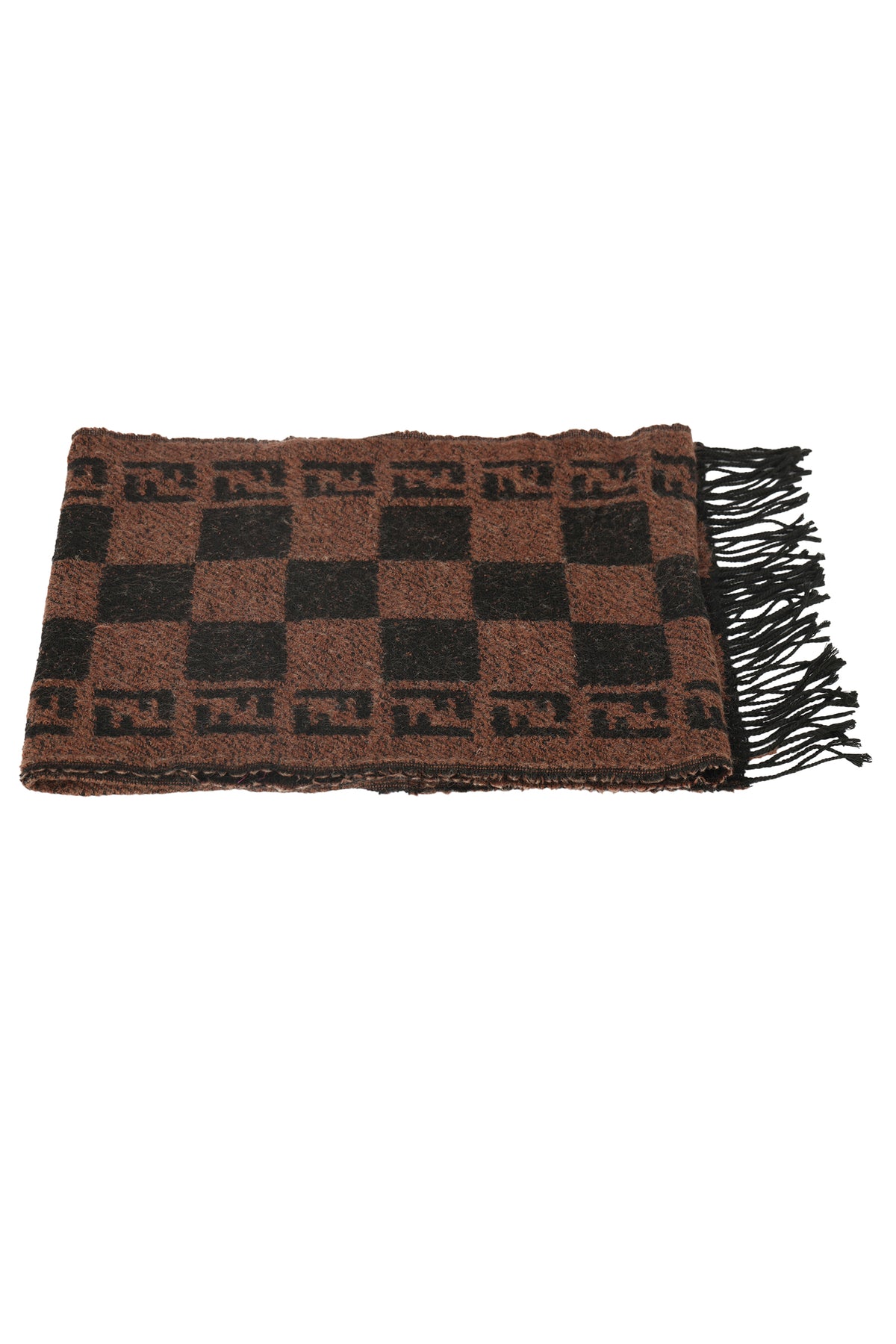Fendi Zucca  Brown Wool Muffler
