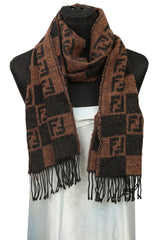 Fendi Zucca  Brown Wool Muffler