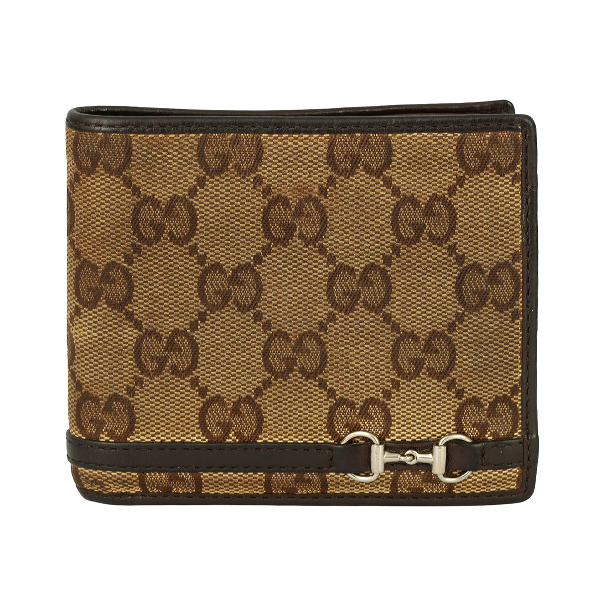 GUCCI VINTAGE EBONY GG SUPREME BI-FOLD HORSEBIT WALLET 