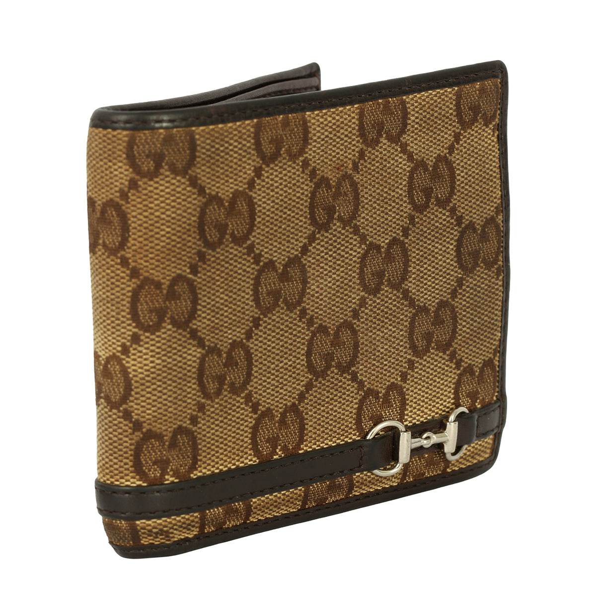 GUCCI VINTAGE EBONY GG SUPREME BI-FOLD HORSEBIT WALLET 