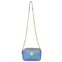 VERSACE CAMERA STYLE QUILTED GRECA MEDUSA LOGO CROSSBODY BAG 