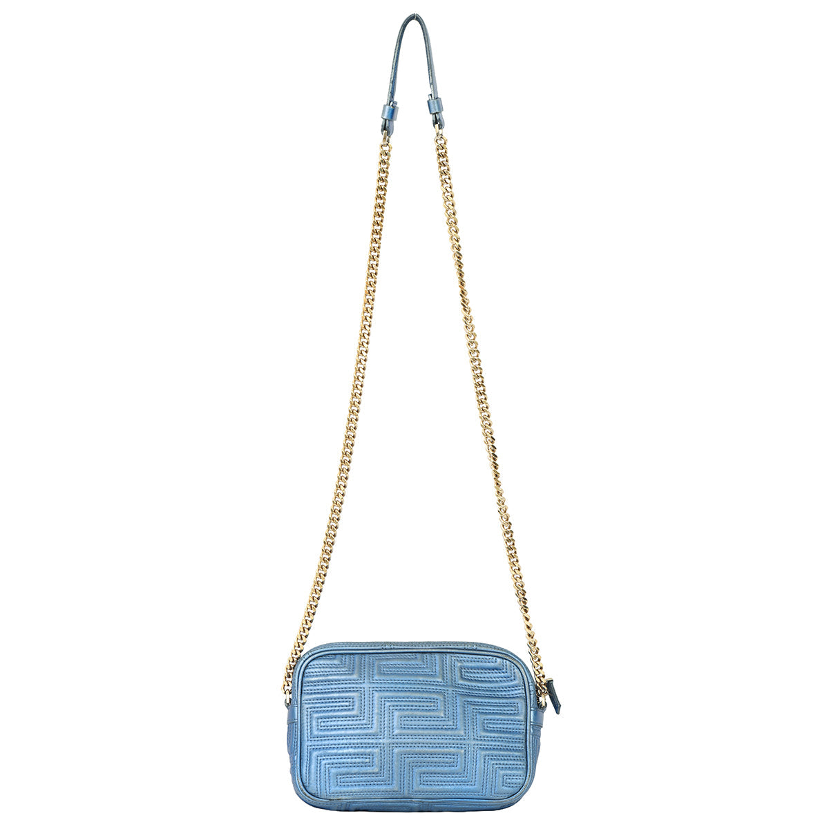 VERSACE CAMERA STYLE QUILTED GRECA MEDUSA LOGO CROSSBODY BAG 