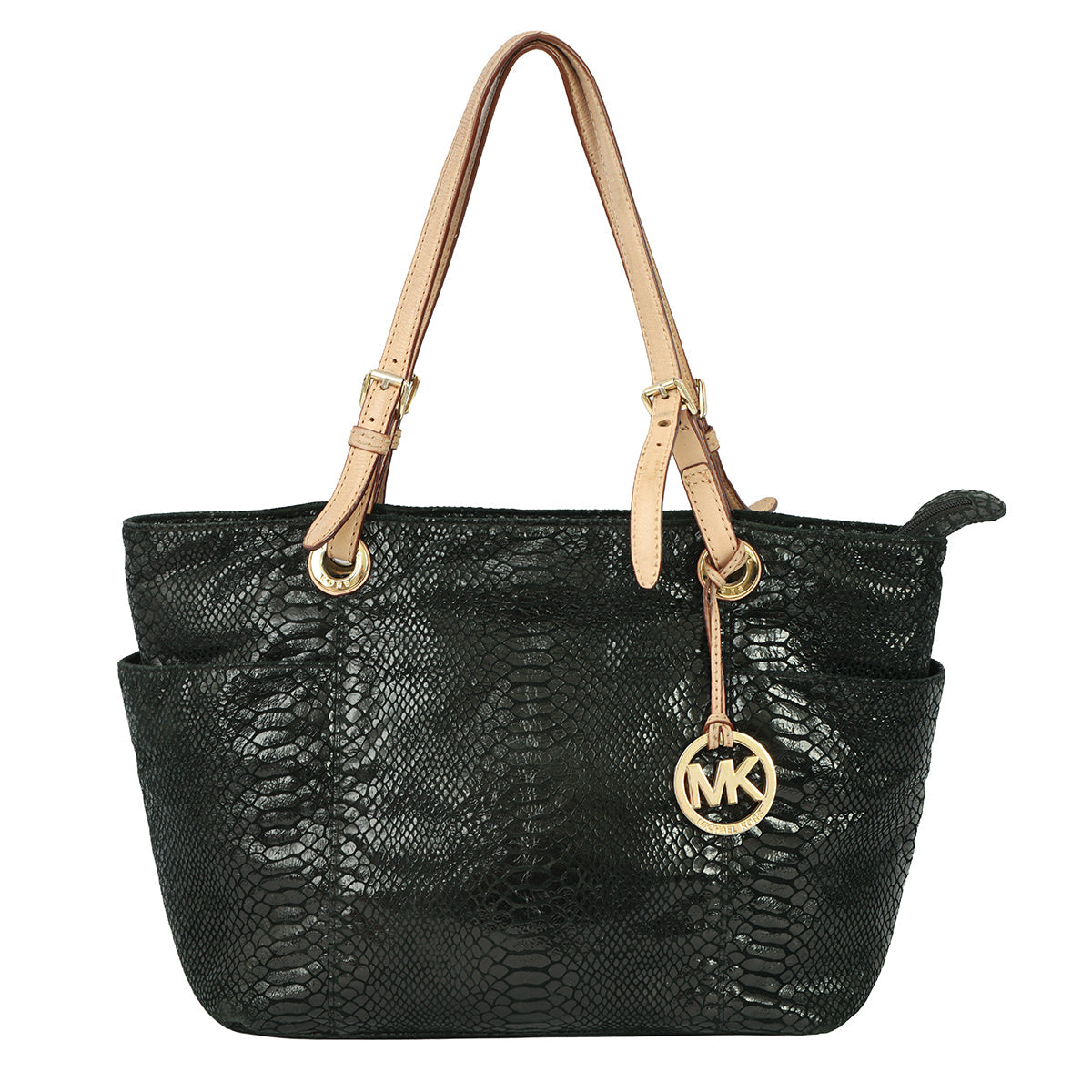 MICHAEL KORS JET SET PYTHON EMBOSSED LEATHER TOTE 