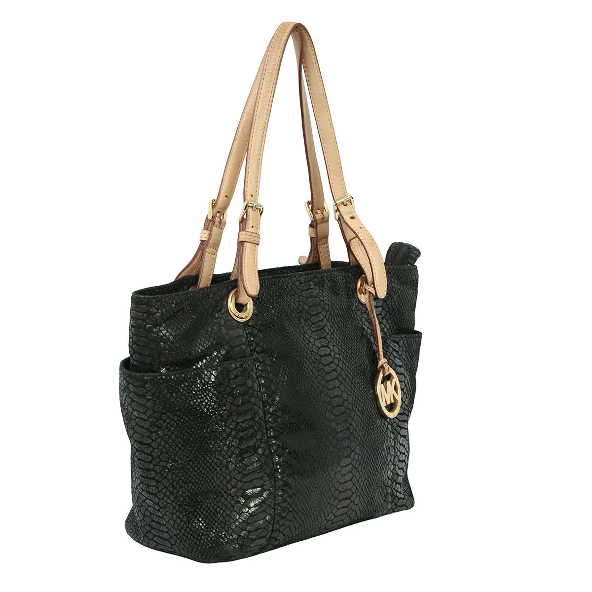MICHAEL KORS JET SET PYTHON EMBOSSED LEATHER TOTE 